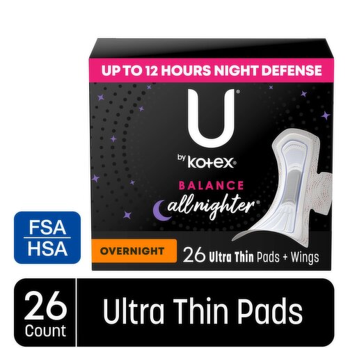 U by Kotex Balance Ultra Thin Overnight Pads + Wings