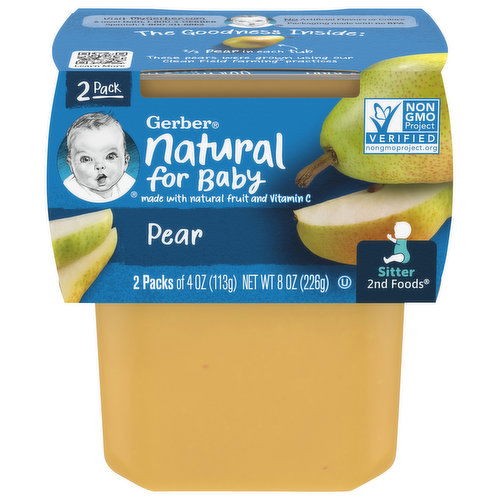 Gerber Natural for Baby Pear, Sitter 2nd Foods, 2 Pack