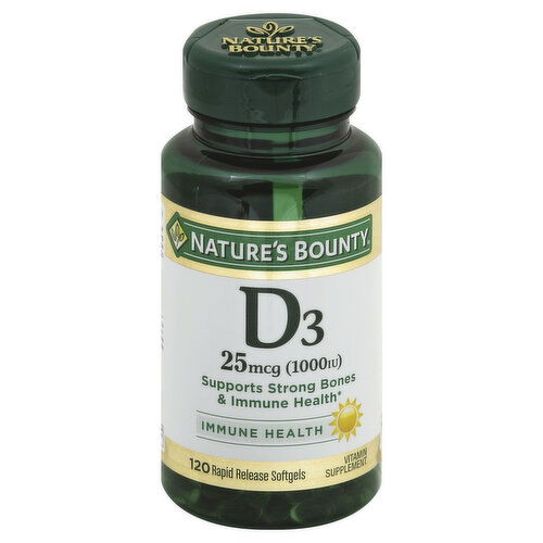 Nature's Bounty Vitamin D3, 25 mcg, Rapid Release Softgels