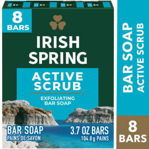 Irish Spring Active Scrub Deodorant Bar Soap 