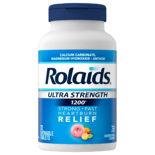 Rolaids Heartburn Relief, Ultra Strength, 1200, Chewable Tablets, Assorted Fruit Flavored