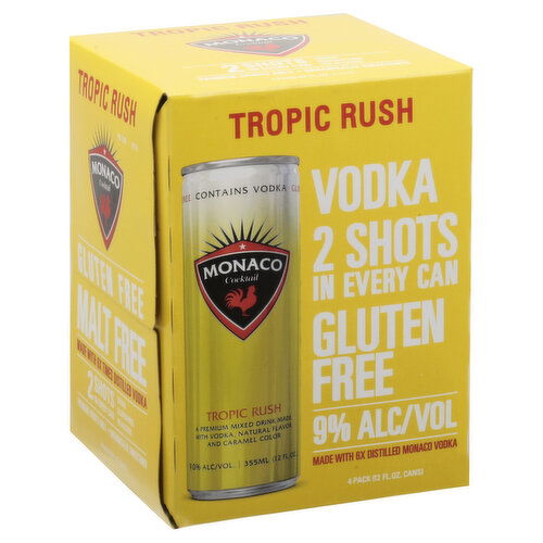 Monaco Vodka, Gluten Free, Tropical Rush, 4 Pack