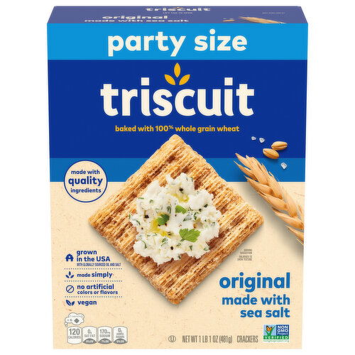 TRISCUIT Original Whole Grain Wheat Crackers, Vegan Crackers, Healthy Snacks, Lunch Snacks, Party Size