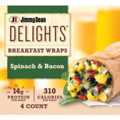 Jimmy Dean Delights Delights Breakfast Wrap, Spinach & Bacon, Frozen