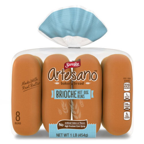 Sara Lee Artesano Brioche Hot Dog Buns, 8  count, 16 oz