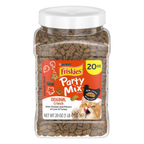 Friskies Party Mix Made in USA Facilities Cat Treats, Party Mix Original Crunch