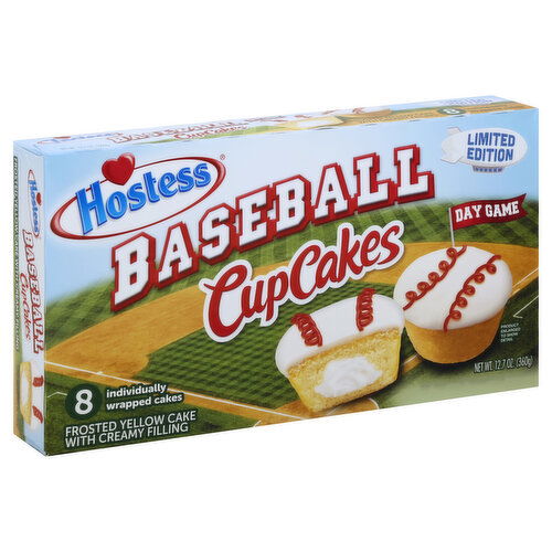 Hostess Cup Cakes, Frosted Yellow Cake with Creamy Filling, Baseball