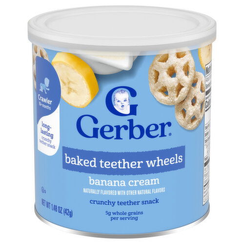 Gerber Crawler (10+ Months) Crunchy Teether Snack Banana Cream Baked Teether Wheels