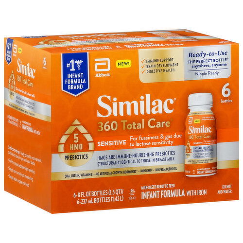 Similac 360 Total Care Infant Formula with Iron, Milk-Based Ready to Feed
