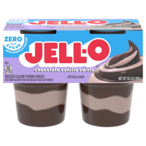 Jell-O Zero Sugar Chocolate Vanilla Swirls Pudding Snack Cups