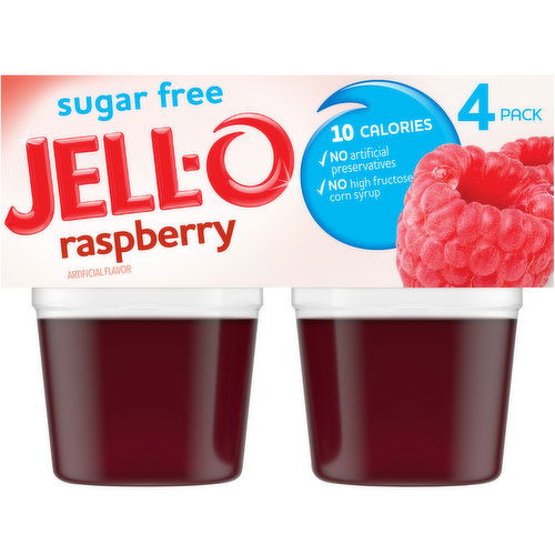 Jell-O Raspberry Sugar Free Ready-to-Eat Jello Cups Gelatin Snack