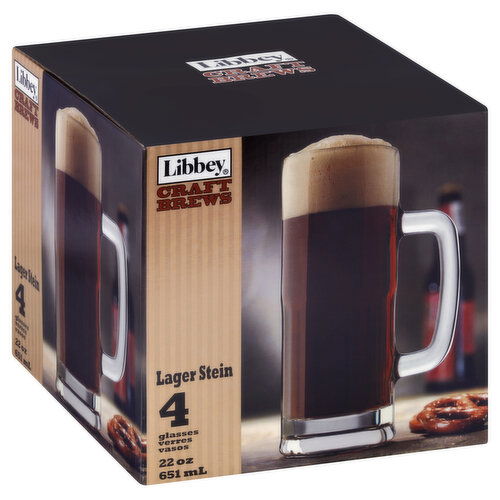 Libbey Craft Brews Glasses, Lager Stein, 22 oz