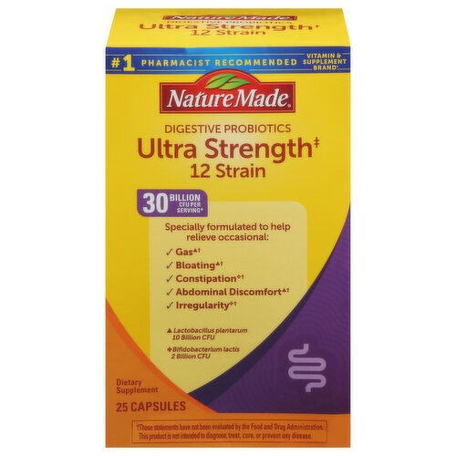 Nature Made Digestive Probiotics, Ultra Strength, 12 Strain, Capsules