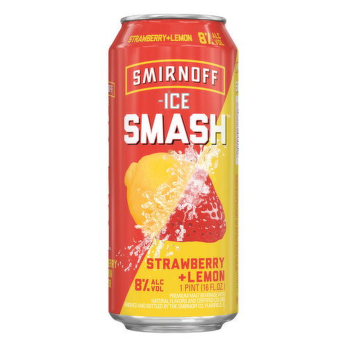 Smirnoff Ice Beer, Strawberry + Lemon, Smash