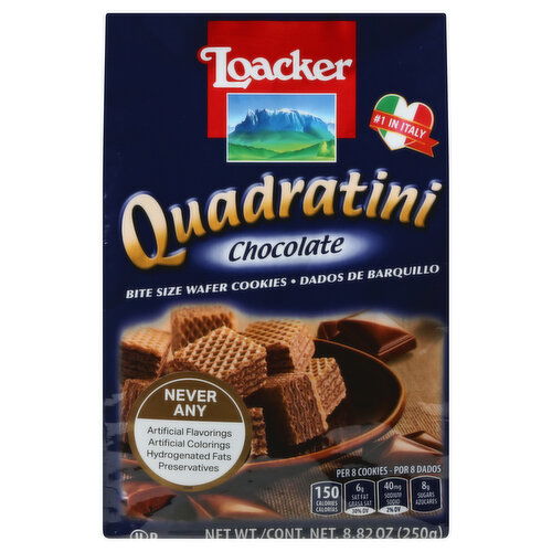 Loacker Quadratini Wafer Cookies, Chocolate, Bite Size