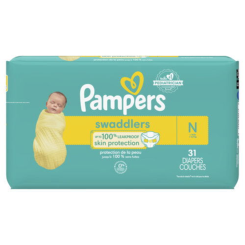 Pampers Swaddlers Swaddlers Newborn Diapers, Size N