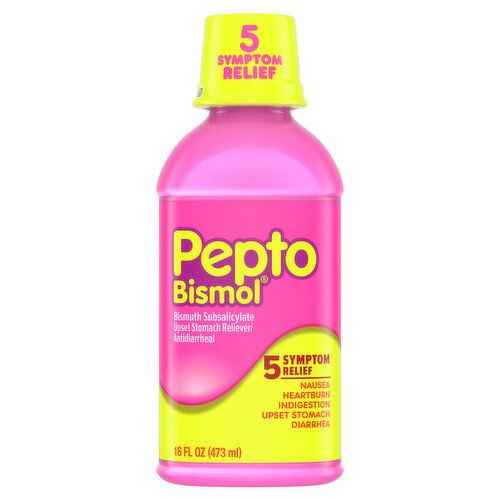 Pepto-Bismol Multi-Symptom Pepto Bismol Liquid, Nausea, Upset Stomach & Diarrhea Relief, Over-the-Counter Medicine, 16 Oz