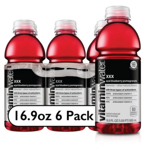 vitaminwater xxx, Electrolyte Enhanced Water W/ Vitamins, Açai-Blueberry-Pomegranate Drinks