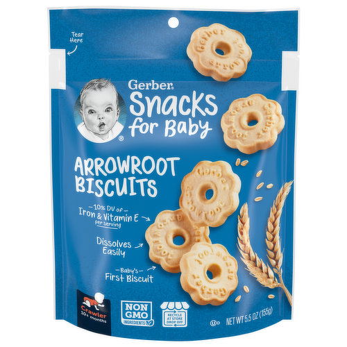 Gerber Snack for Baby Biscuits, Arrowroot, 10+ Months