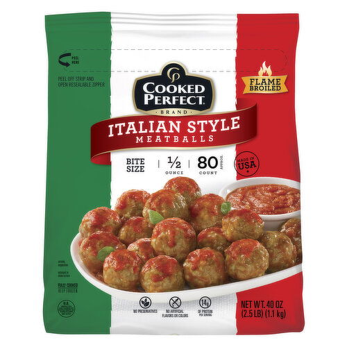 Cooked Perfect Meatballs, Bite Size, Italian Style