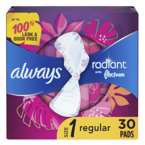 Always Radiant Radiant Pads, Size 1 Regular