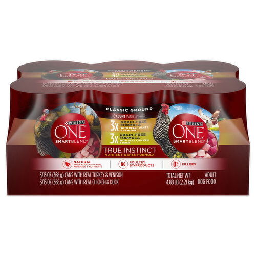 Purina One SmartBlend Grain Free, Natural Pate Wet Dog Food Variety Pack, SmartBlend True Instinct