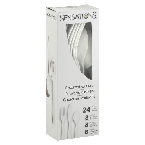 Sensations Cutlery, White, Plastic, Assorted