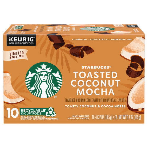 Starbucks Coffee, Ground, Toasted Coconut Mocha, K-Cup Pods