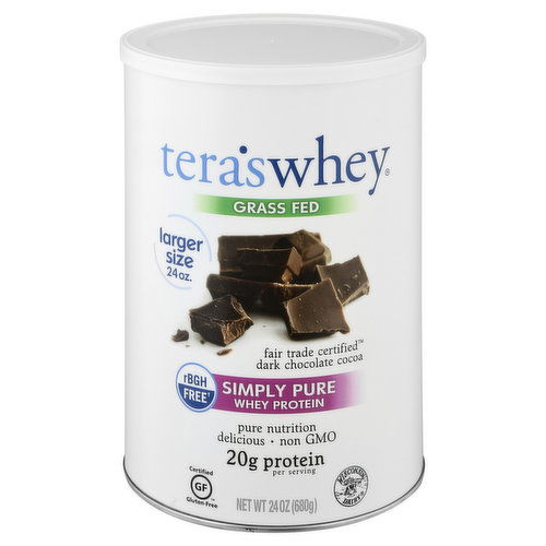 Tera's Whey Whey Protein, Simply Pure, Dark Chocolate Cocoa, Grass Fed