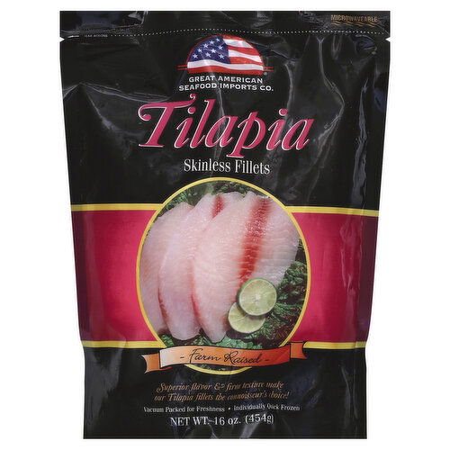 Great American Seafood Tilapia, Skinless, Fillets