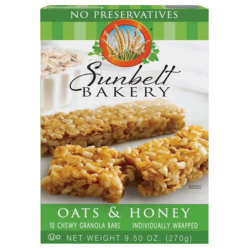 Sunbelt Bakery Chewy Granola Bar, Oats & Honey