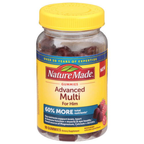 Nature Made Advanced Multi, for Him, Gummies, Mixed Berry