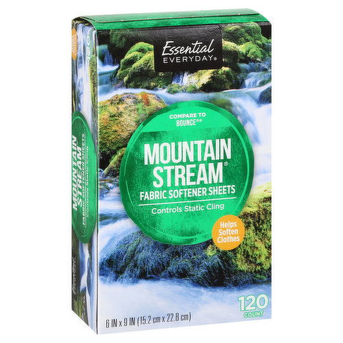 Essential Everyday Fabric Softener Sheets, Mountain Stream