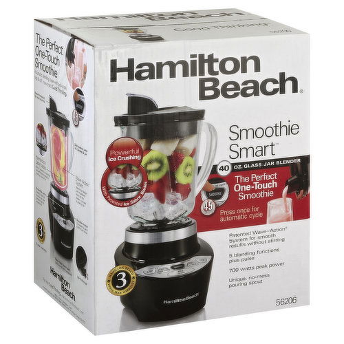 Hamilton Beach Smoothie Smart Blender, 40 oz Glass Jar