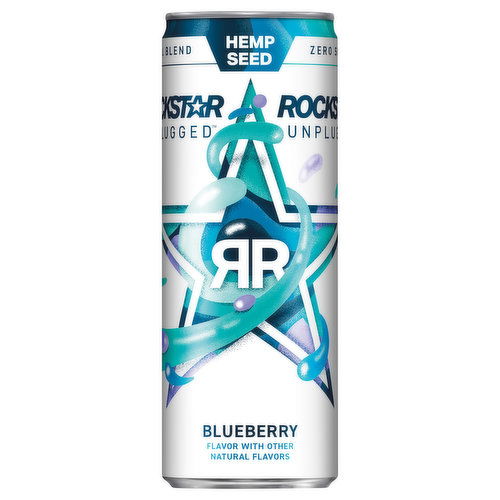 Rockstar Unplugged Energy Drink, Sugar Free, Blueberry, Hemp Seed