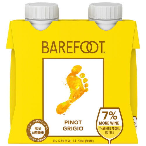 Barefoot Pinot Grigio White Wine 200ml 4pk