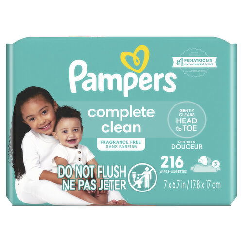 Pampers Baby Wipes Fragrance Free 3X Pop-Top Packs