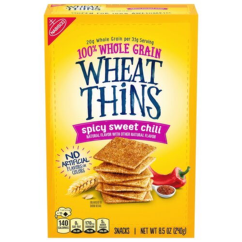 WHEAT THINS Spicy Sweet Chili Snacks, Whole Grain Wheat Crackers, Snack Crackers