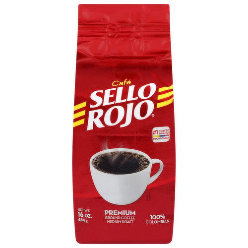 Sello Rojo Coffee, Ground, Medium Roast, 100% Colombian, Premium