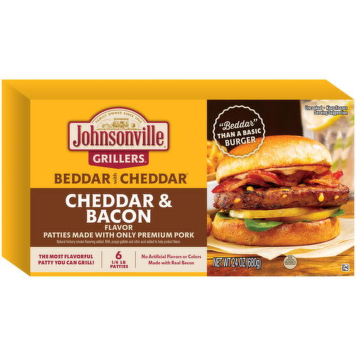 Johnsonville Grillers Patties, Cheddar Cheese & Bacon Flavor