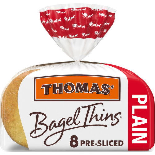 Thomas' Bagel Thins Plain Pre-sliced Bagel Thins, 8 count, 13 oz