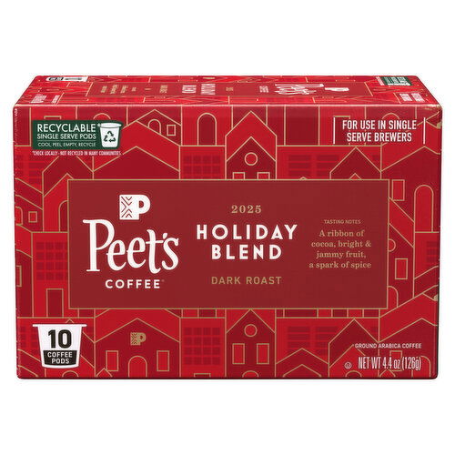 Peet's Coffee K-Cup Pods Dark Roast Holiday Blend Coffee