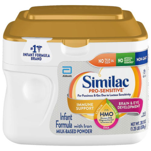 Similac Pro-Sensitive Infant Formula, Milk-Based Powder with Iron, 0-12 Months