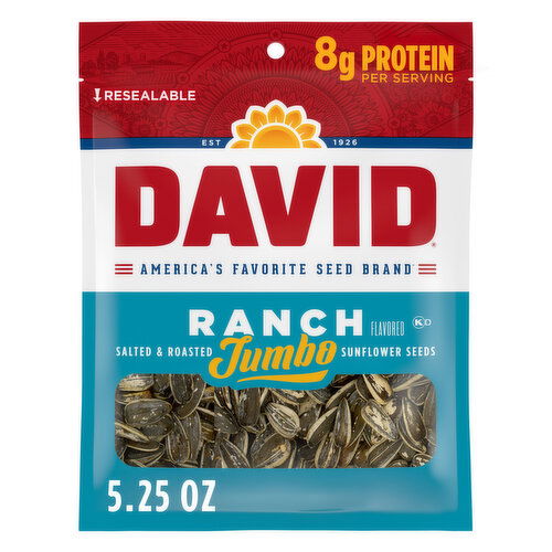 DAVID Sunflower Seeds, Ranch Flavor Sunflower Seeds, Ranch Flavor