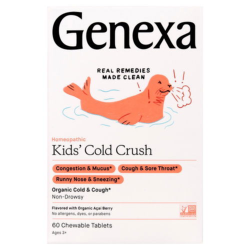 Genexa Kids' Cold Crush, Homeopathic, Non-Drowsy, Acai Berry, Chewable Tablets