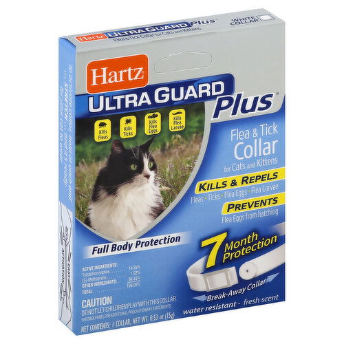 Hartz Ultra Guard Plus Flea & Tick Collar, for Cats and Kittens, White, Fresh Scent