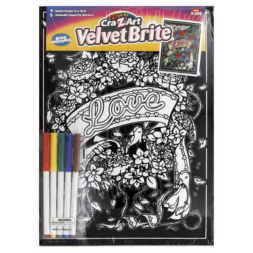 Cra-Z-Art Velvet Brite Velvet Poster, with 5 Markers