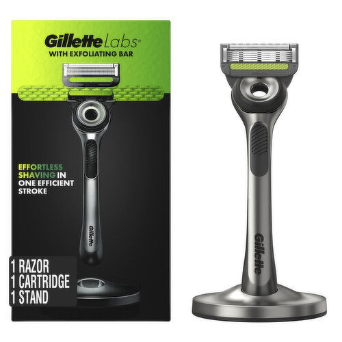 Gillette Gillette GilletteLabs GilletteLabs with Exfoliating Bar Shaving Razor for Men, 1 Handle, 1 Blade Refill, 1 Stand