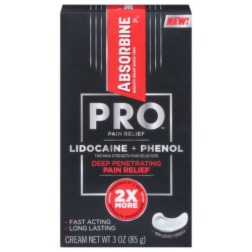 Absorbine Pro Deep Penetrating Pain Relief, Lidocaine + Phenol, Two Max Strength, Cream