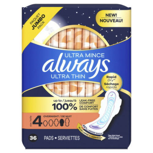 Always Ultra Thin Always Ultra Thin Pads with Flexi-Wings, Size 4, 36 CT